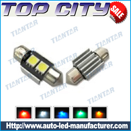 Topcity Euro Error Free 2-SMD-5050 1.50 31mm-36mm 6411 6418 C5W LED Bulbs w/ Built-in Load Resistors For European Cars - Canbus LED
